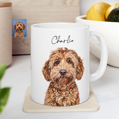 Personalized Pet Portrait Mug: Custom Dog or Cat Photo Coffee Cup